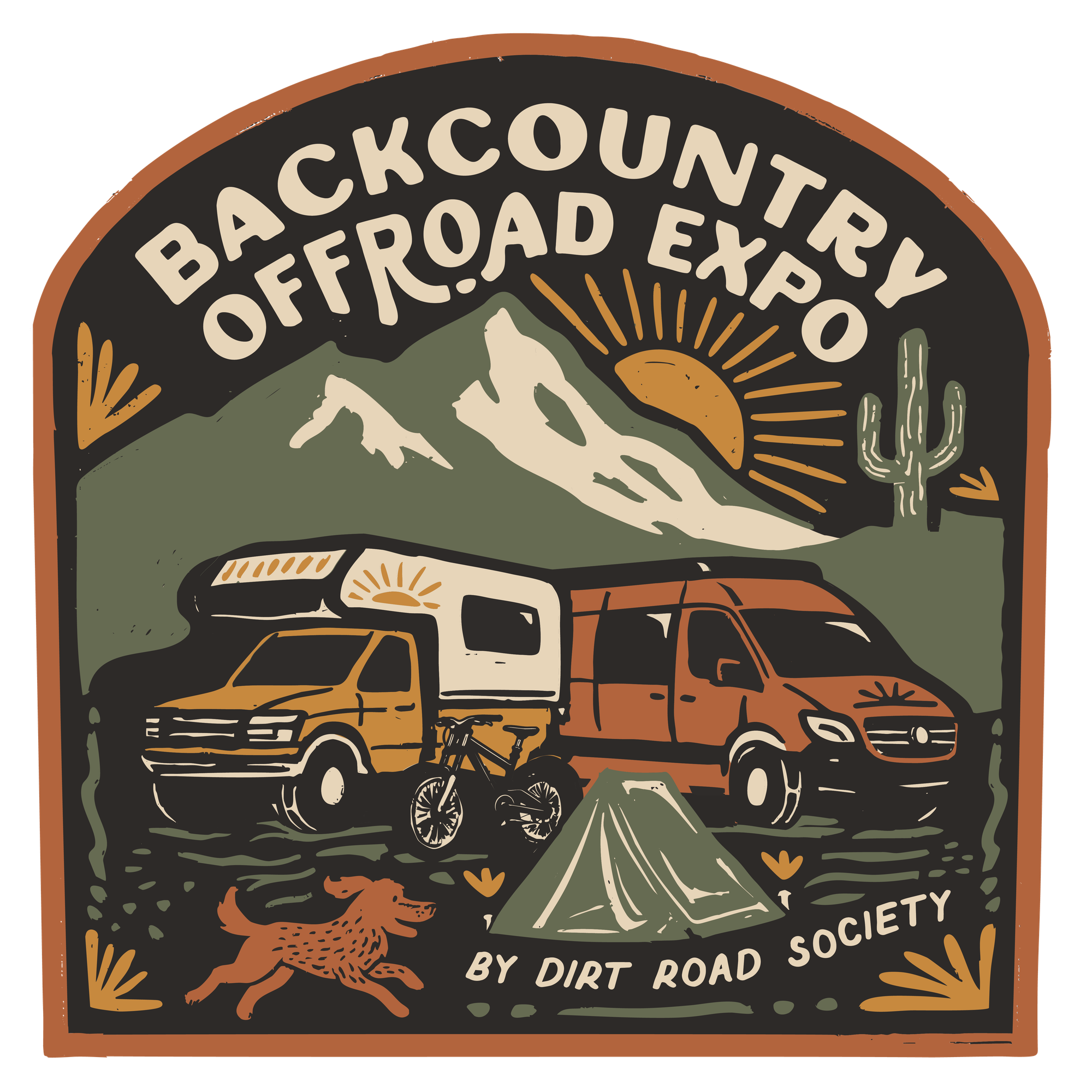 Backcountry Offroad Expo logo, full-color branding mark on a dark background