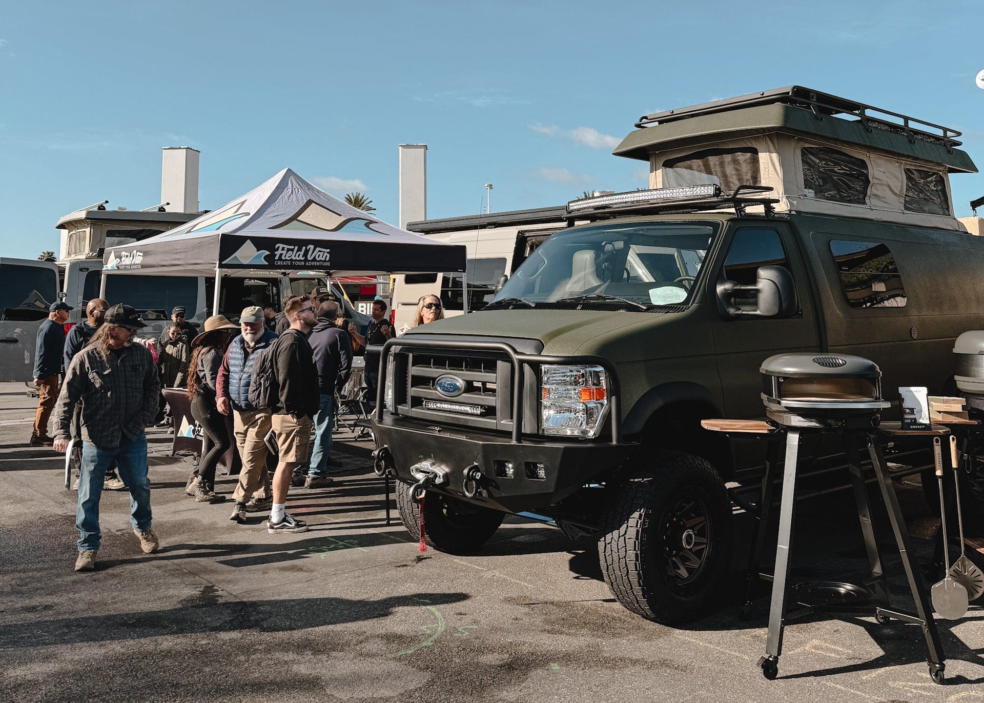A built overland rig on display at Backcountry Offroad Expo, the kind of owner-built truck the Wrench Yard competition celebrates