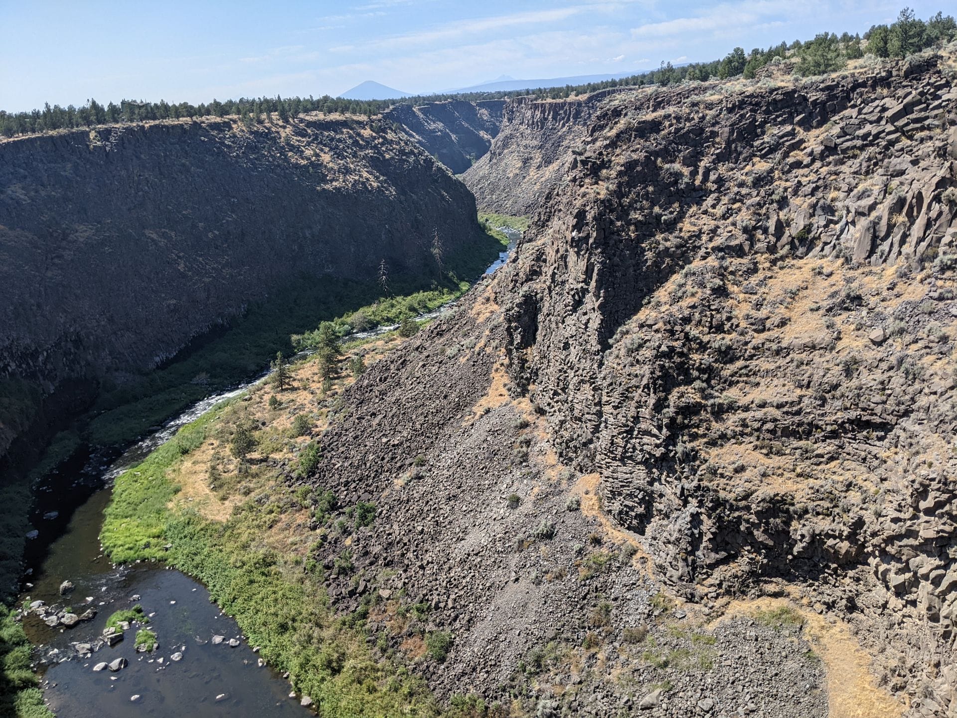 The Crooked River cutting through a basalt gorge in central Oregon, the kind of road that closes without warning and forces a detour.