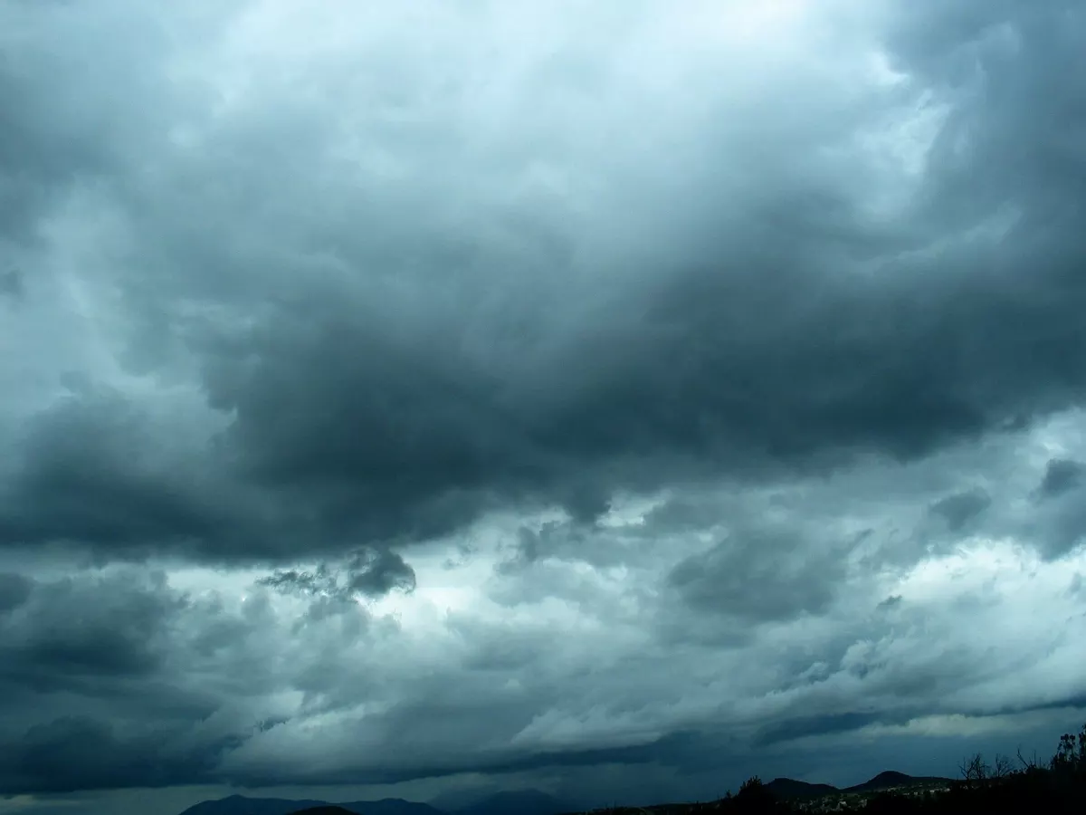 Monsoon storm clouds building over Flagstaff, Arizona, in late afternoon.