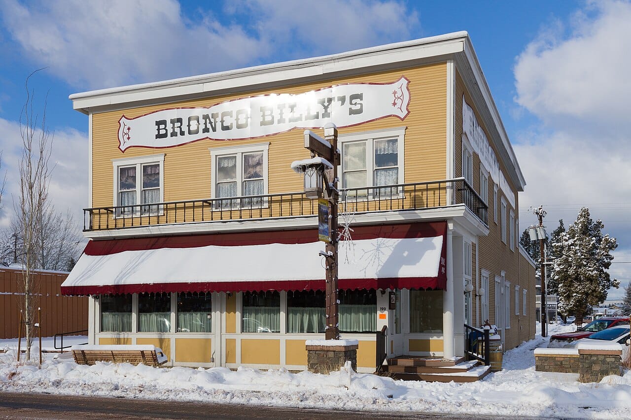 The Former Hotel Sisters, one of the Western-themed buildings anchoring downtown Sisters