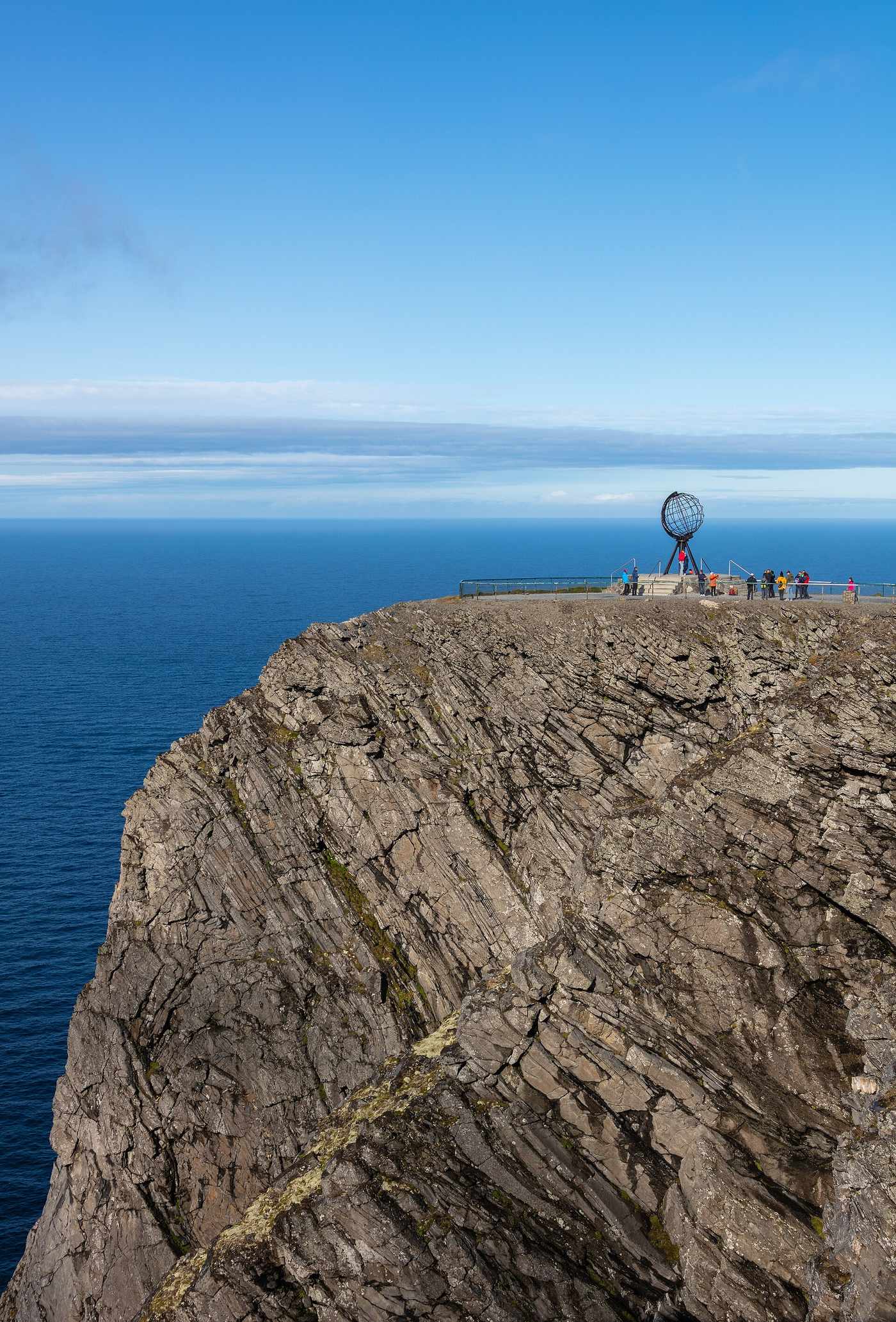 The cliffs at Nordkapp, Norway, the northernmost point in Europe accessible by road.