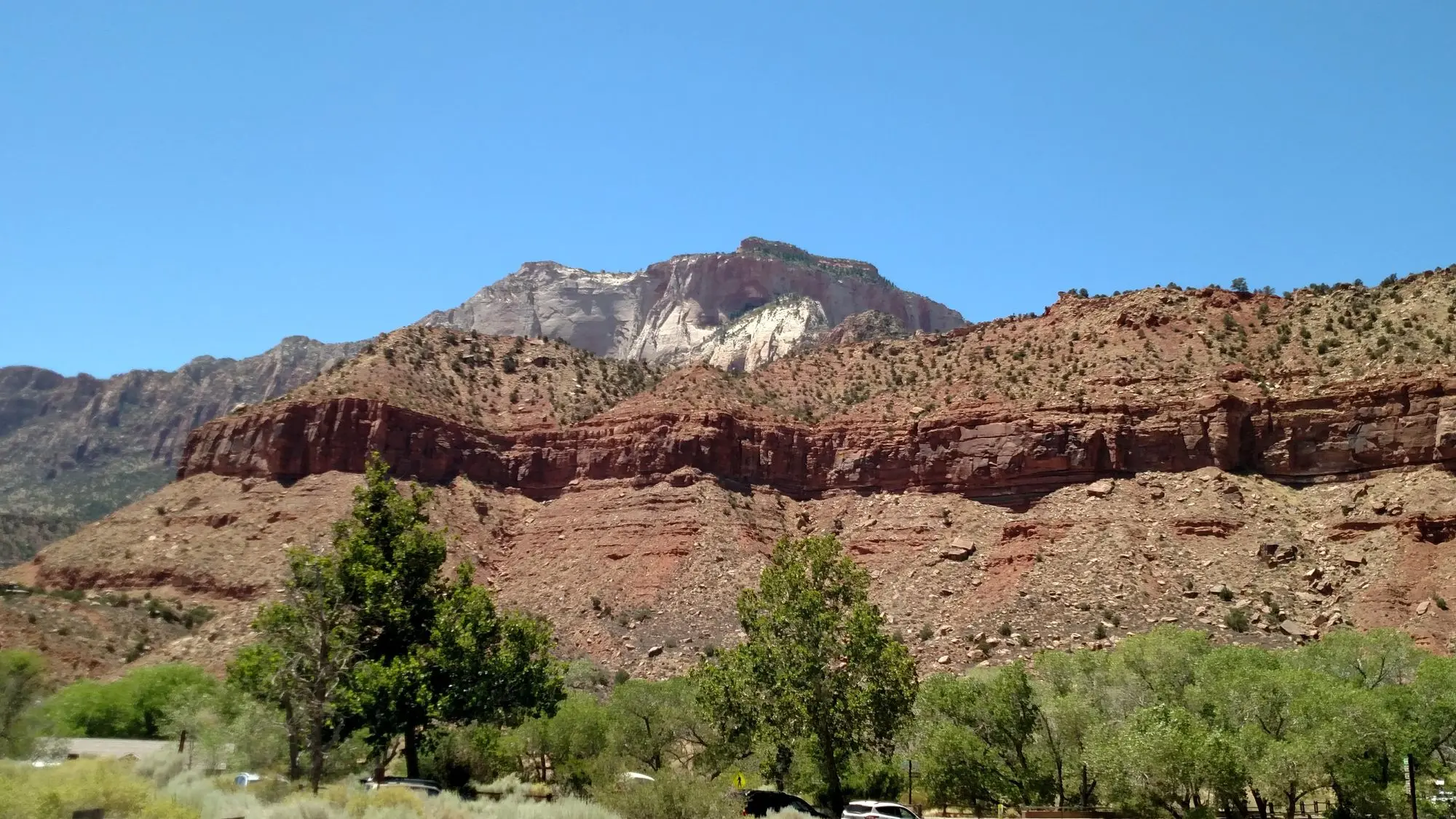 Scenic red-rock landscape on the way to Zion National Park