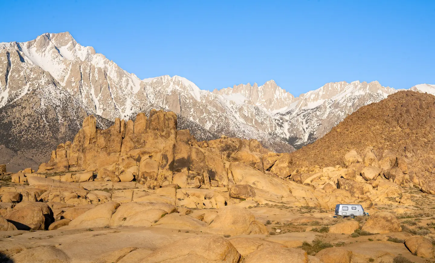 The rounded, oddly shaped rock formations of the Alabama Hills Recreation Area near Lone Pine, California