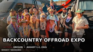 Group photo at the Backcountry Offroad Expo with the venue updated to La Pine Rodeo Grounds, August 1-2, 2026
